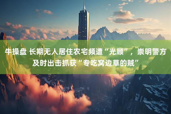 牛操盘 长期无人居住农宅频遭“光顾”,崇明警方及时出击抓获“专吃窝边草的贼”